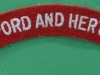 Bedfordshire and Hertfordshire Regiment cloth shoulder title. 145x22 mm.