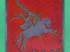 HD 177. Dansk patriotisk Pegasus badge fra 5 maj 1945, silver, 17x20 mm
