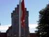 The ceremony in Højerup starts when the flag is raised in fron of the old church