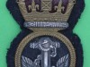 WW2 British Royal Navy Petty Officers Cloth & Metal Naval Cap Badge. 35x66 mm.