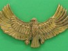 An unknown gilding badg with a bird  eagle with outstretched wings. It measures 81x50 mm and is solidly made, truly a quality mark. There is a needle on the back of the kind that was used in France in the 1930s-40s. It is marked with the name