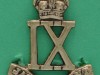 Cap badge, officer, 9th Jat Regiment, 1922-1947 Silver badge, hallmarked 1926, with regimental number in Roman numerals, 'IX', with scroll below bearing the unit name, 'Jat Regiment', surmounted by a King's Crown.-29-x-37mm-1